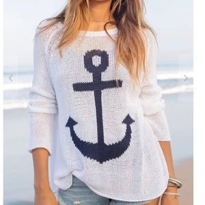 Wooden Ships Paola Buendia Anchor Raglan Sweater Size S/M